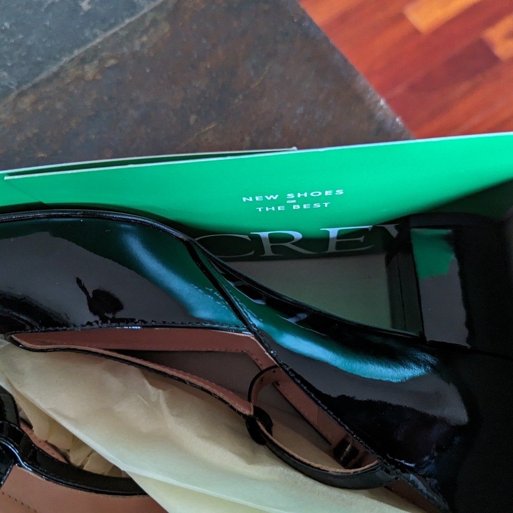 J. Crew Black Patent Leather T-Strap Millie Pump, 7M, NEW! - Picture 4 of 11